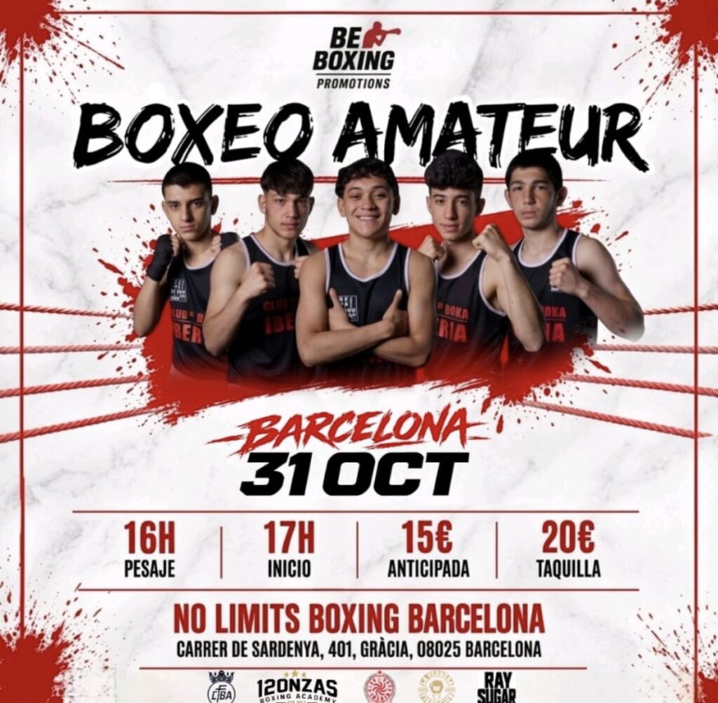 Velada boxeo amateur 31 de octubre Gimnasio No Limits Barcelona